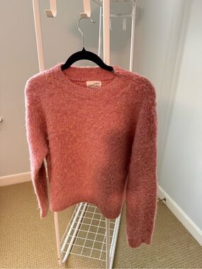 Cozy Pink Fuzzy Crewneck Sweater